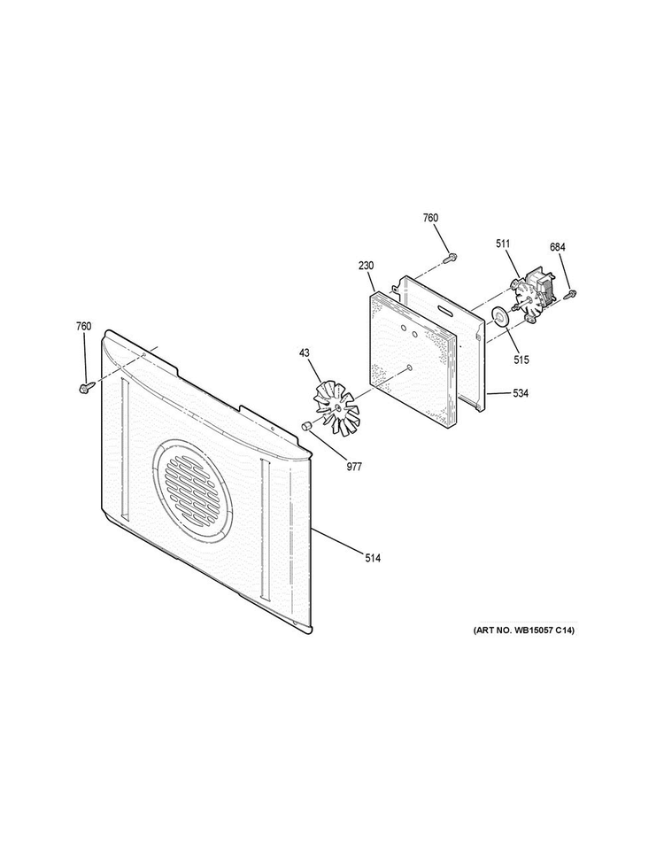 Convection Fan Diagram and Parts List for JB655DK1BB  General Electric Range