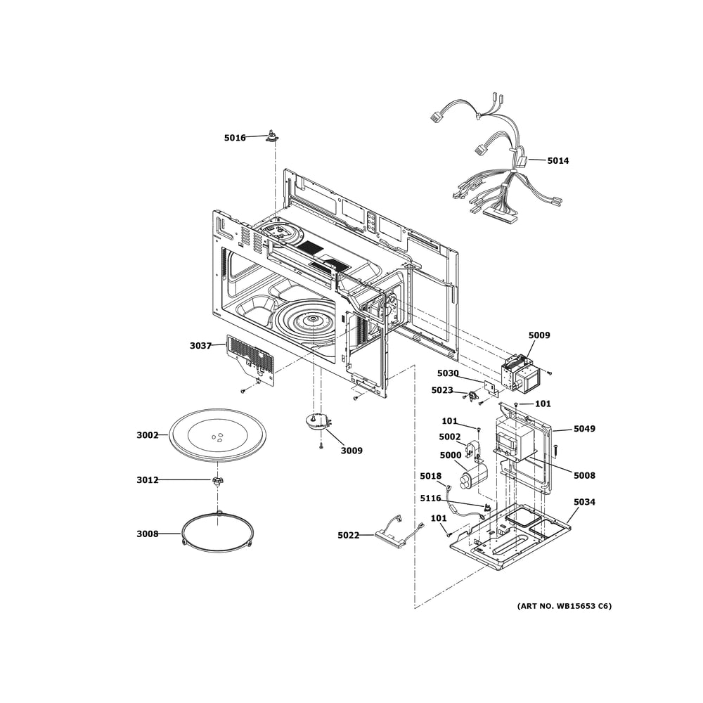 Interior Parts (1) Diagram and Parts List for PVM9215RY1SS  General Electric Range Hood
