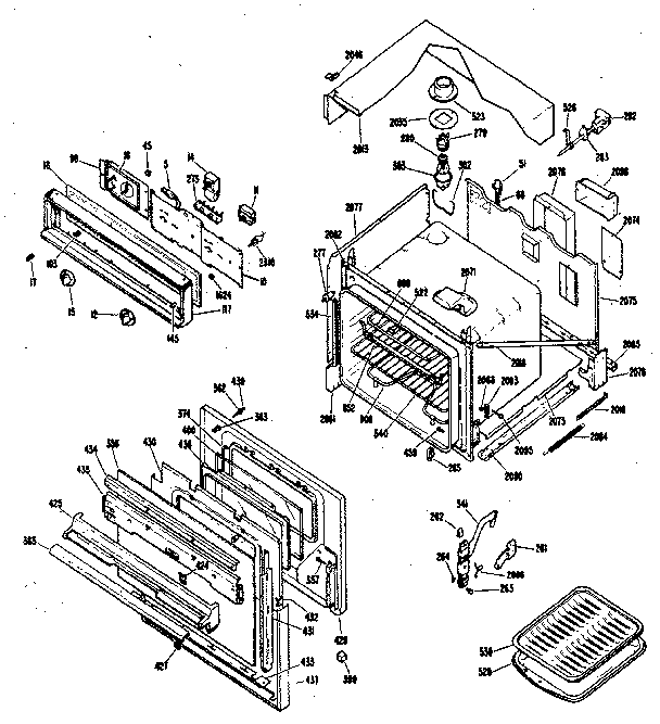Body Section Diagram and Parts List for JKS06G0J3  General Electric Wall Oven