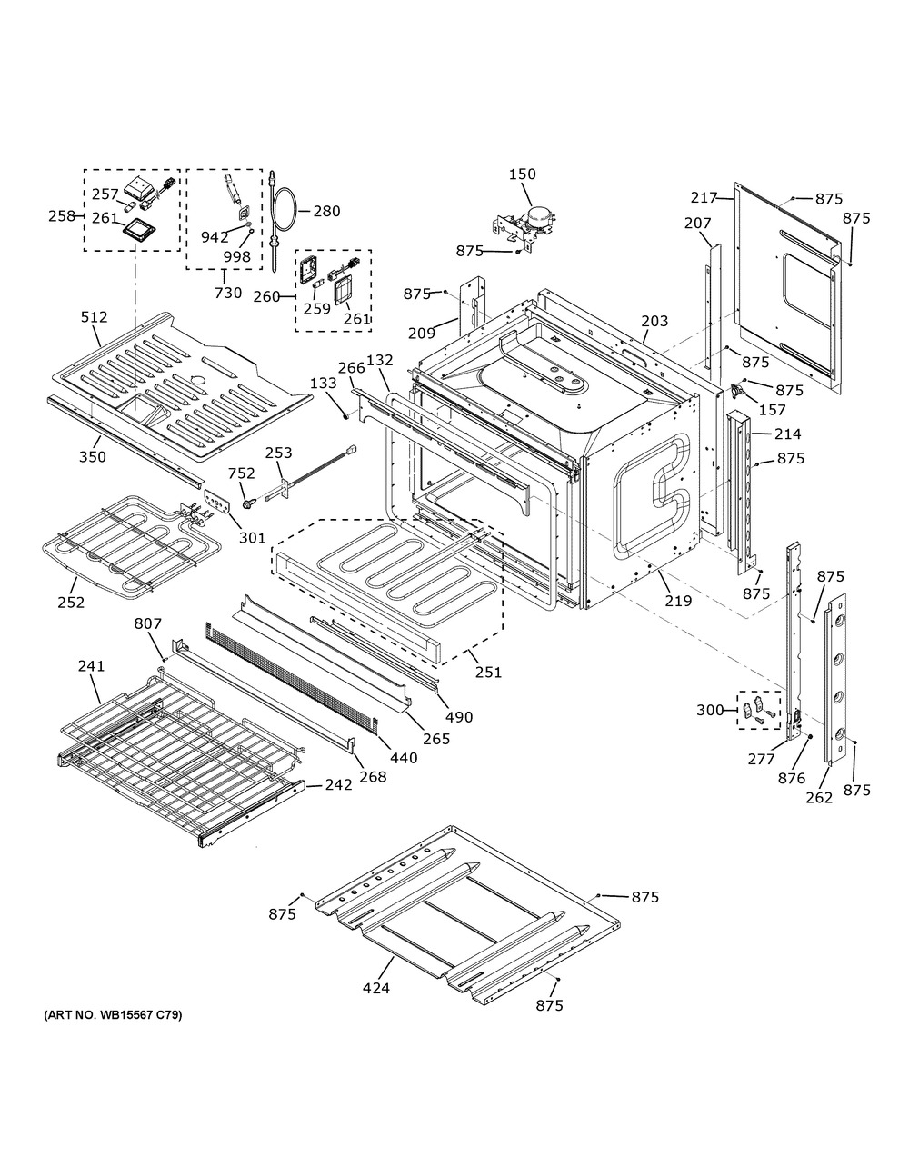 Body Parts Diagram and Parts List for CTS70DP2N4S1  General Electric Wall Oven