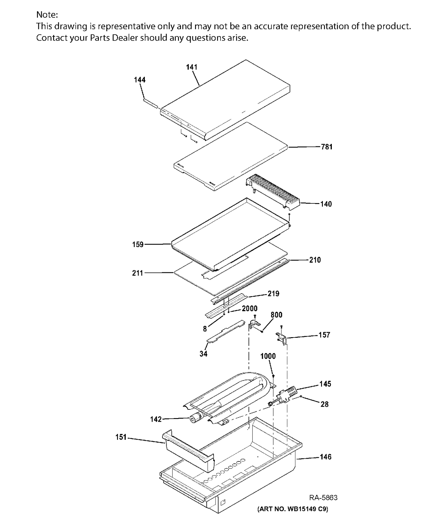 GRIDDLE ASSEMBLY Diagram and Parts List for ZDP486NDP7SS  General Electric Range
