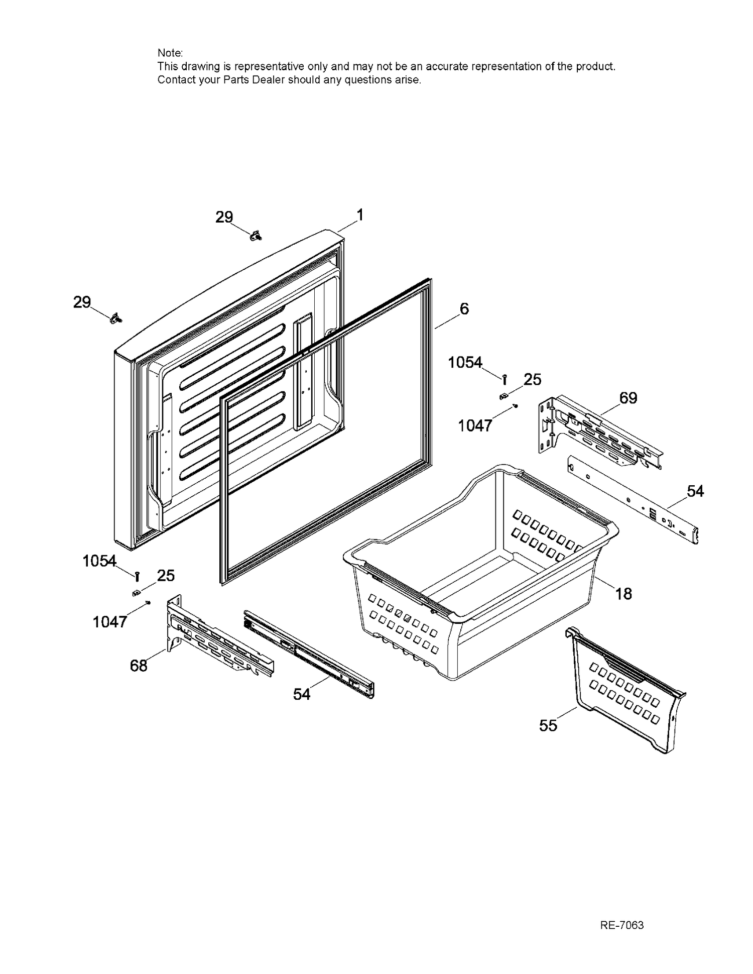 FREEZER DOOR Diagram and Parts List for PNE25JGKCKWW  General Electric Refrigerator