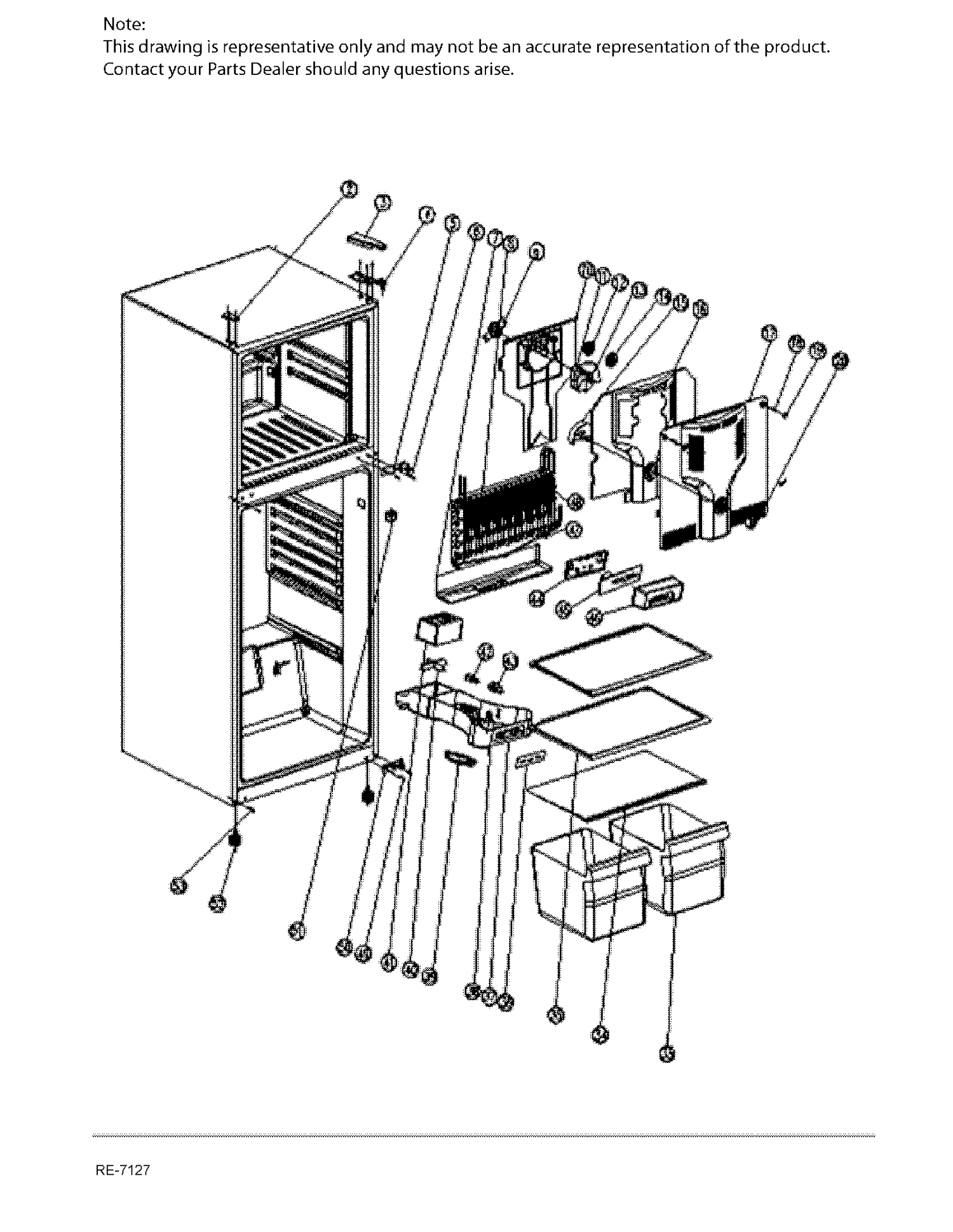 CABINET Diagram and Parts List for MPE12FSKBSB  General Electric Refrigerator