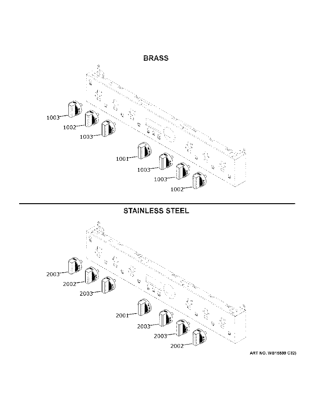 Monogram Customization Diagram and Parts List for ZGP366NT1SS  General Electric Range