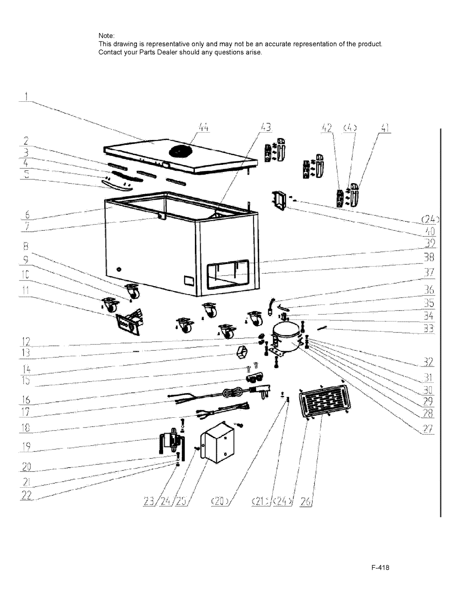 CABINET Diagram and Parts List for HFC1504ACW  General Electric Freezer