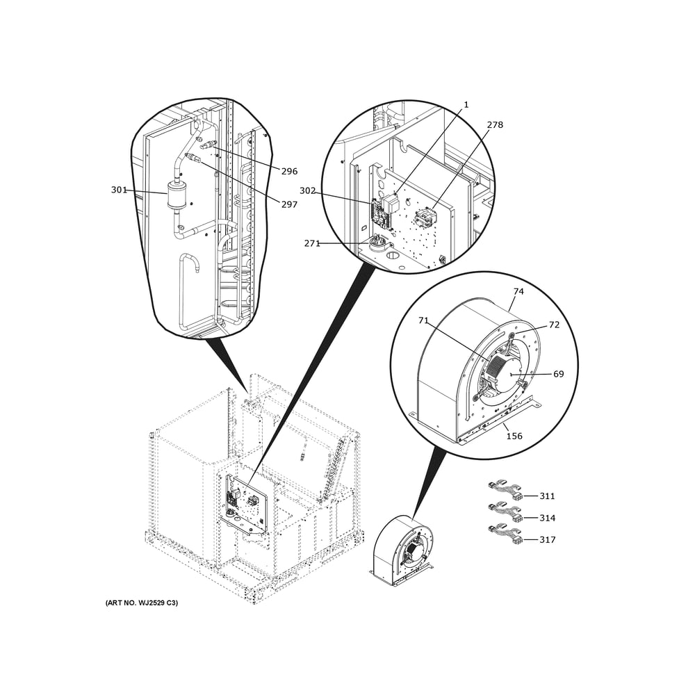 Cabinet (2) Diagram and Parts List for NP13A42SR0  General Electric Air Conditioner