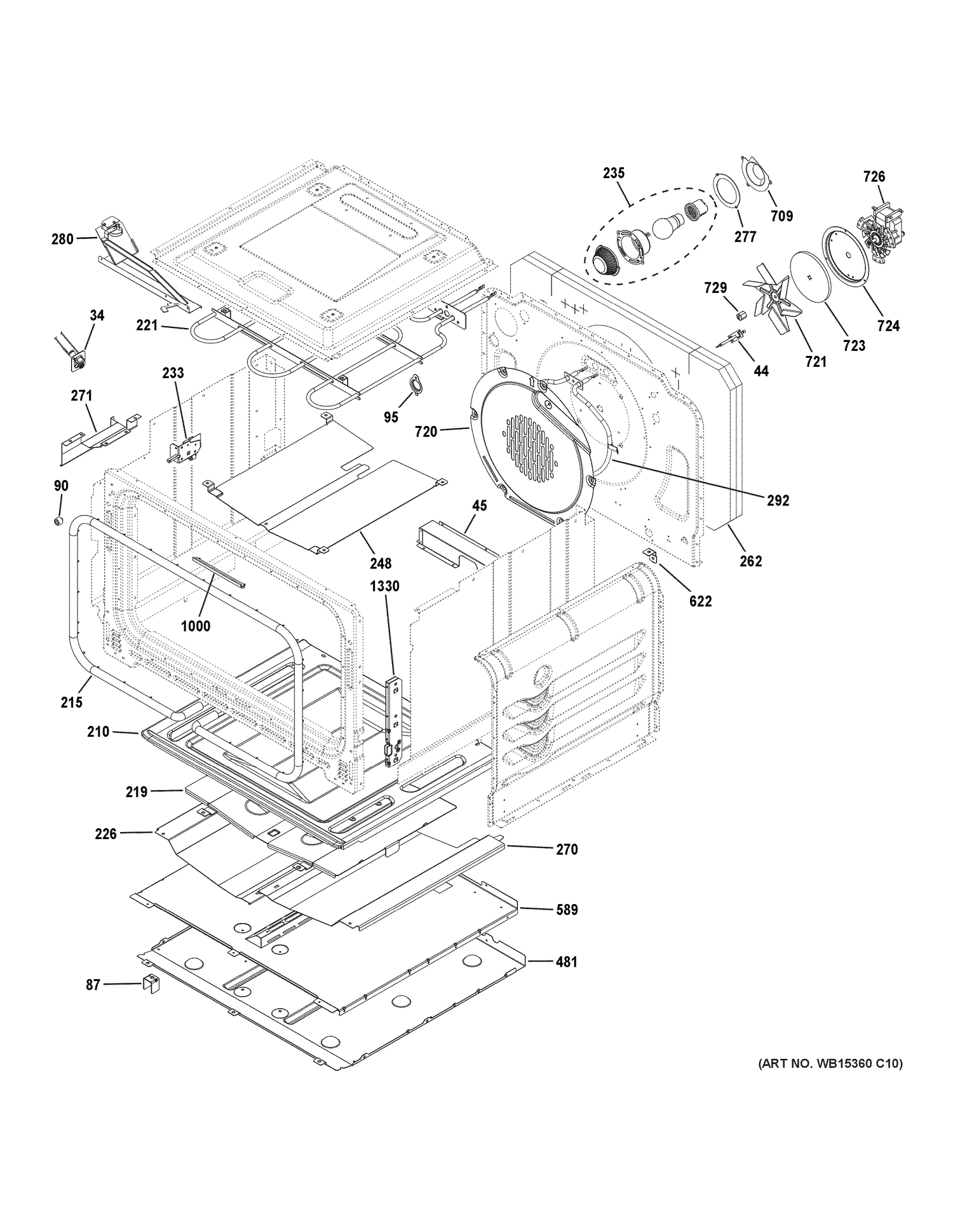 LOWER OVEN Diagram and Parts List for CGS995SEL1SS  General Electric Range