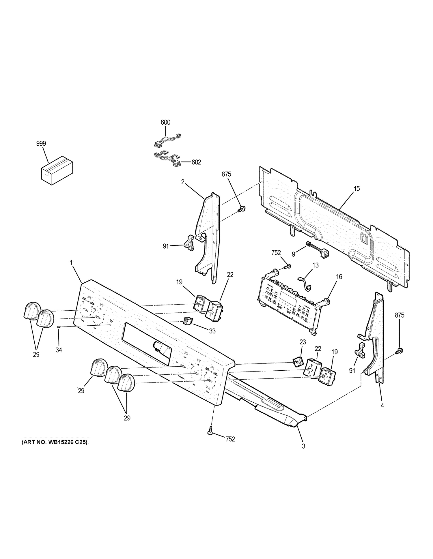 CONTROL PANEL Diagram and Parts List for JB860DJ5WW  General Electric Range
