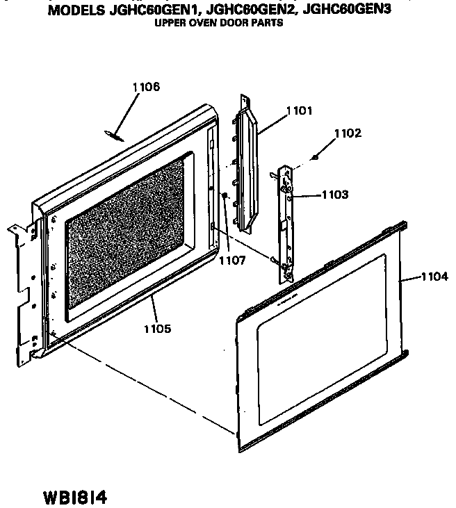 Upper Oven Door Parts Diagram and Parts List for JGHC60GEN1  General Electric Range