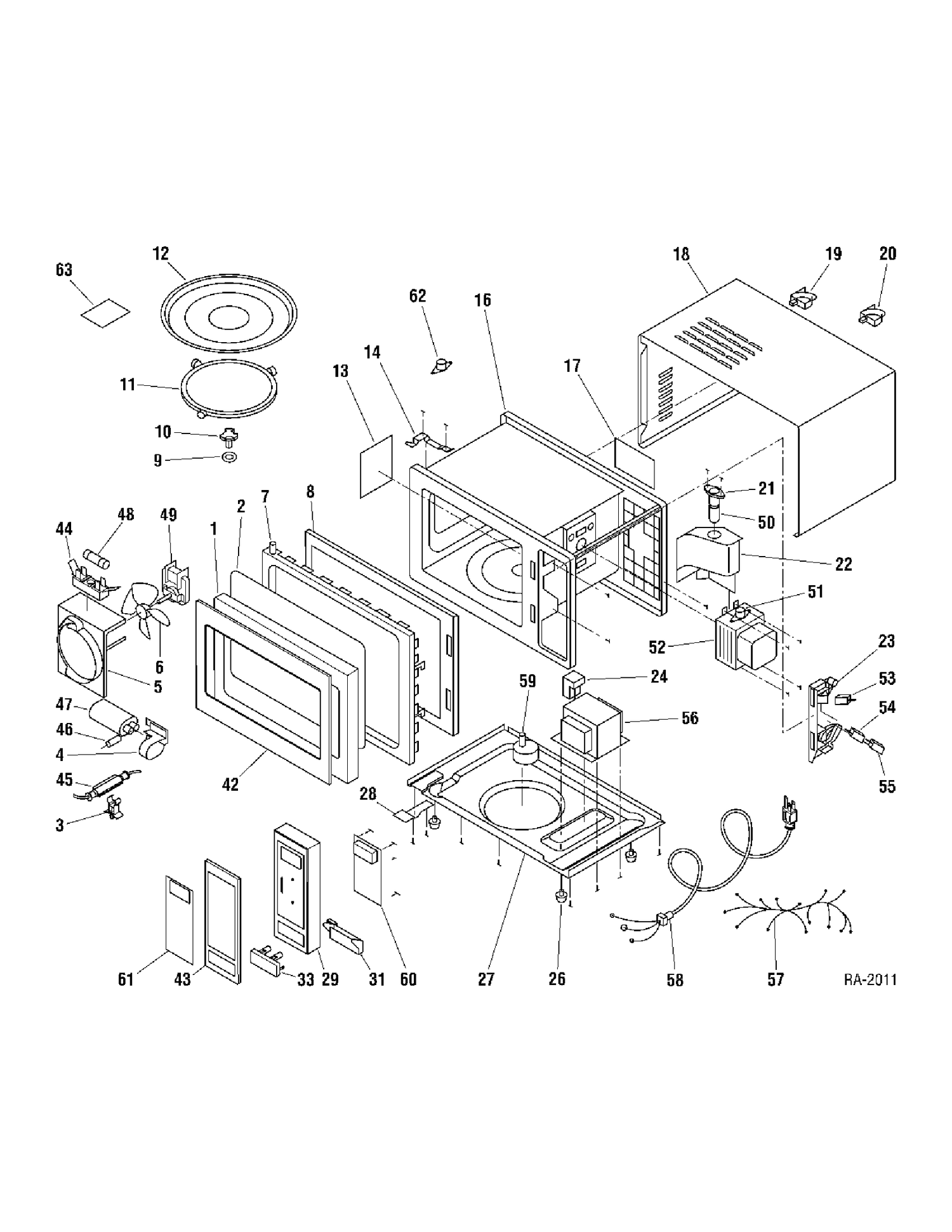 MICROWAVE Diagram and Parts List for JES942SKC01  General Electric Microwave