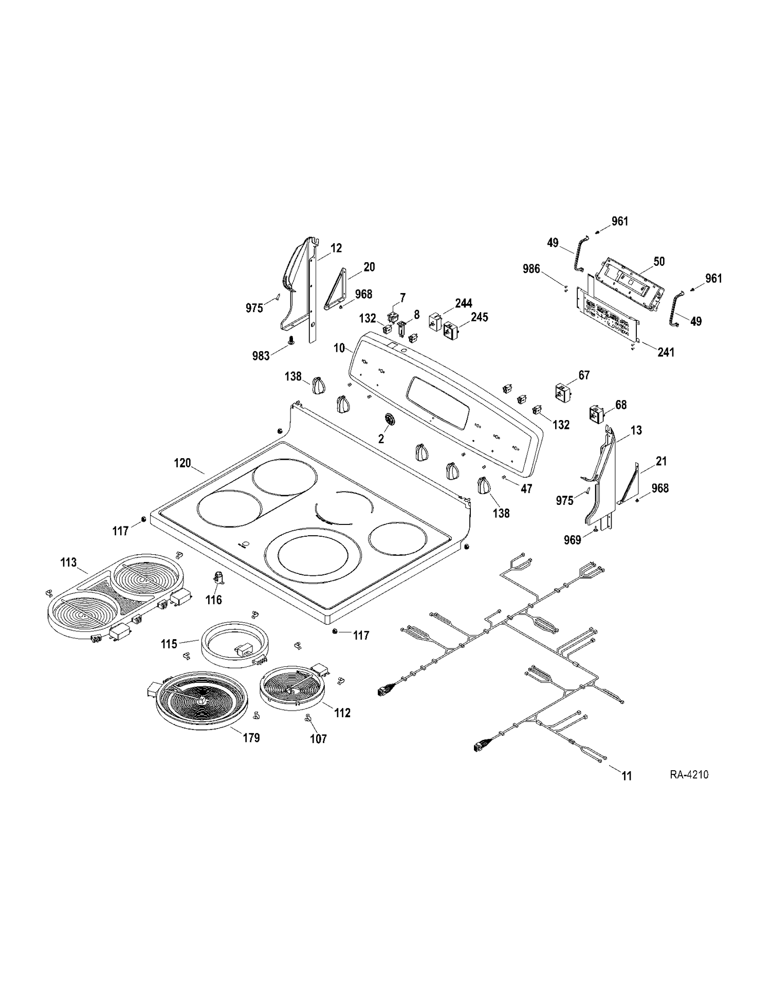 CONTROLS-COOKTOP Diagram and Parts List for JCBP840DT1WW  General Electric Range