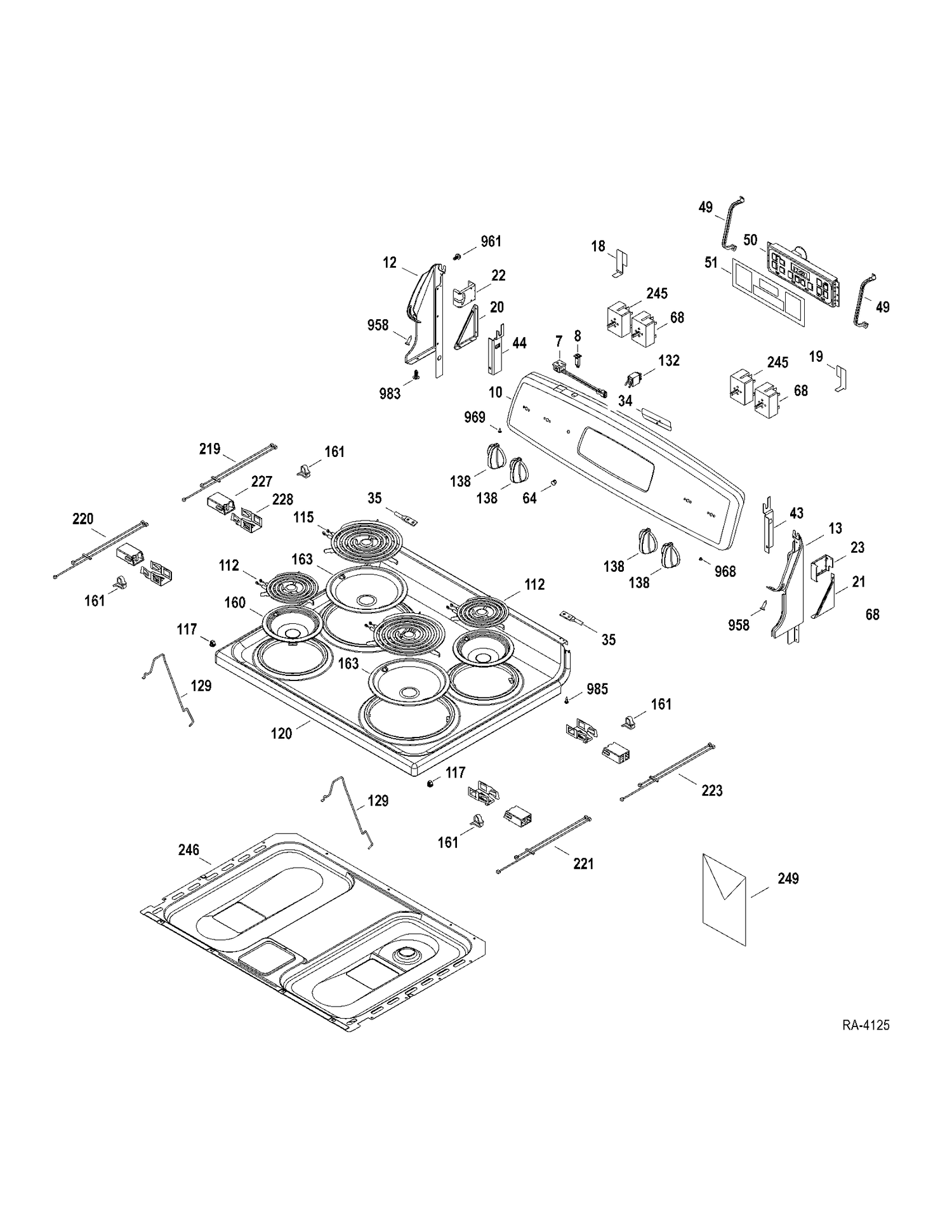 CONTROLS-COOKTOP Diagram and Parts List for JCBP270DT1BB  General Electric Range