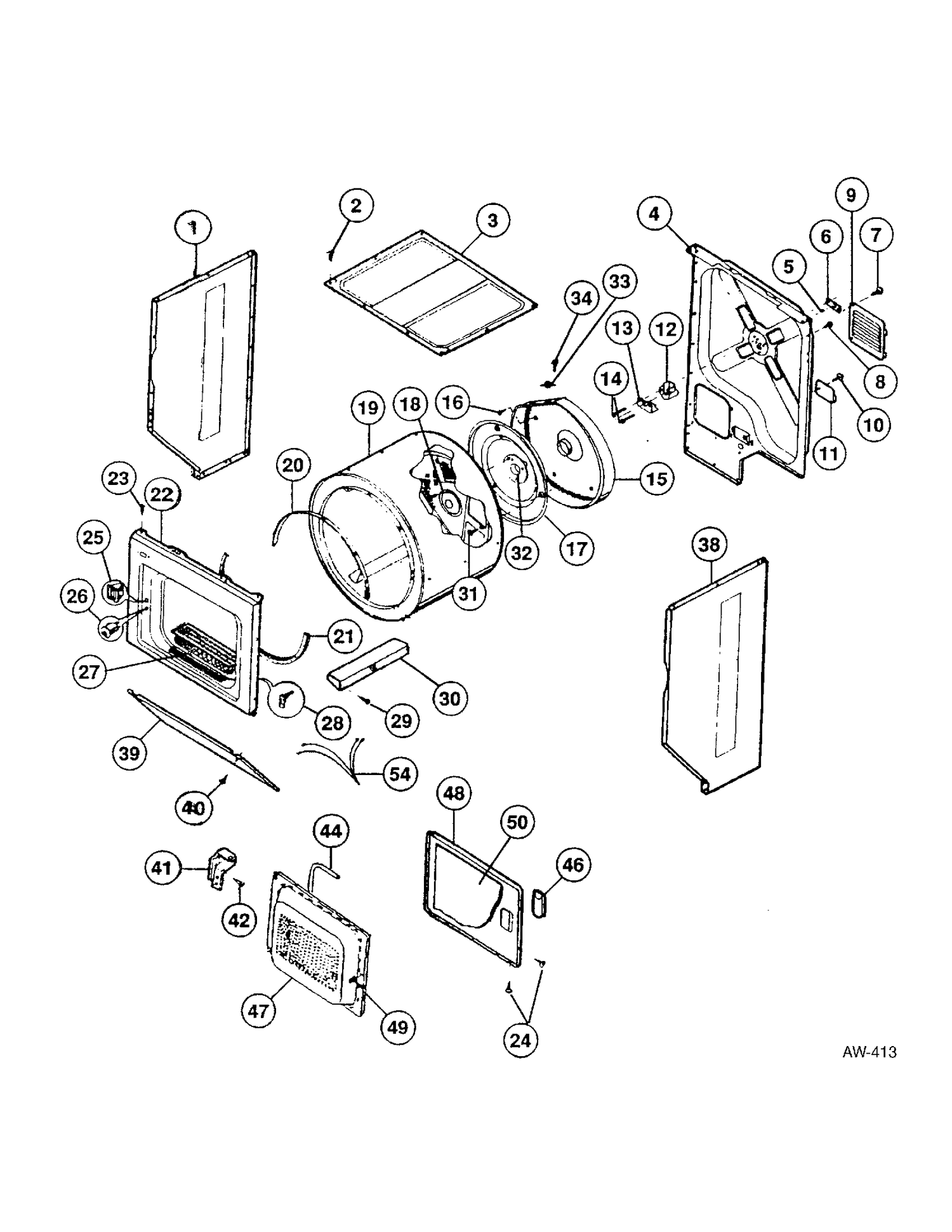 CABINET Diagram and Parts List for 52270-W2  General Electric Washer