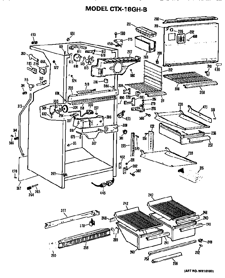 Cabinet Parts Diagram and Parts List for CTX18GHB  Hotpoint Refrigerator