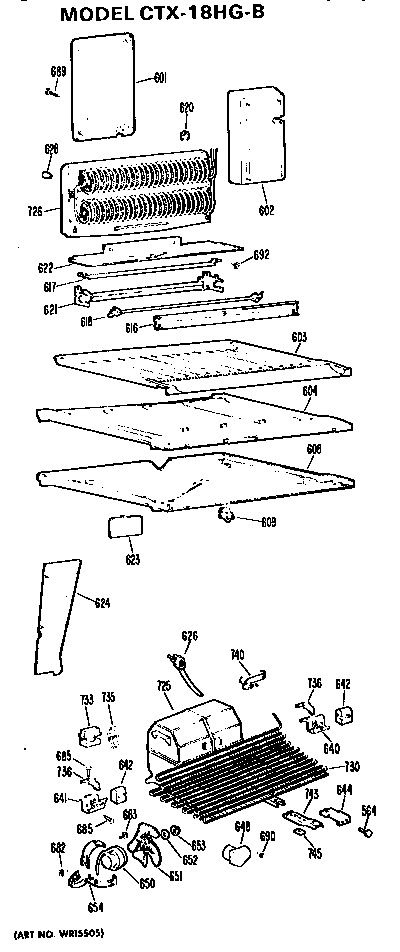 Unit Parts Diagram and Parts List for CTX18HGB  Hotpoint Refrigerator