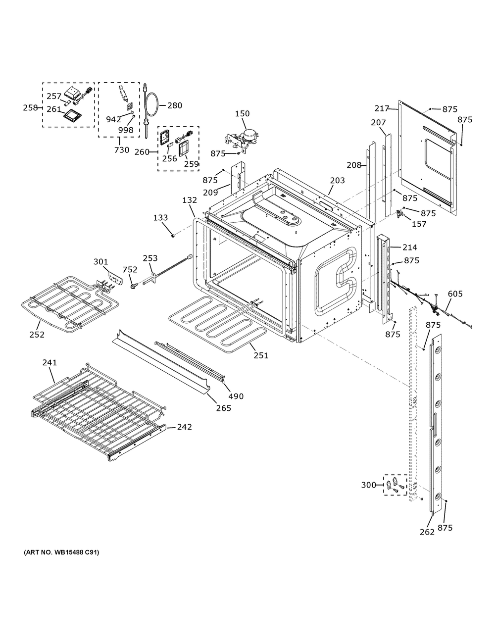 Upper Oven Diagram and Parts List for PKD7000SN6SS  General Electric Wall Oven