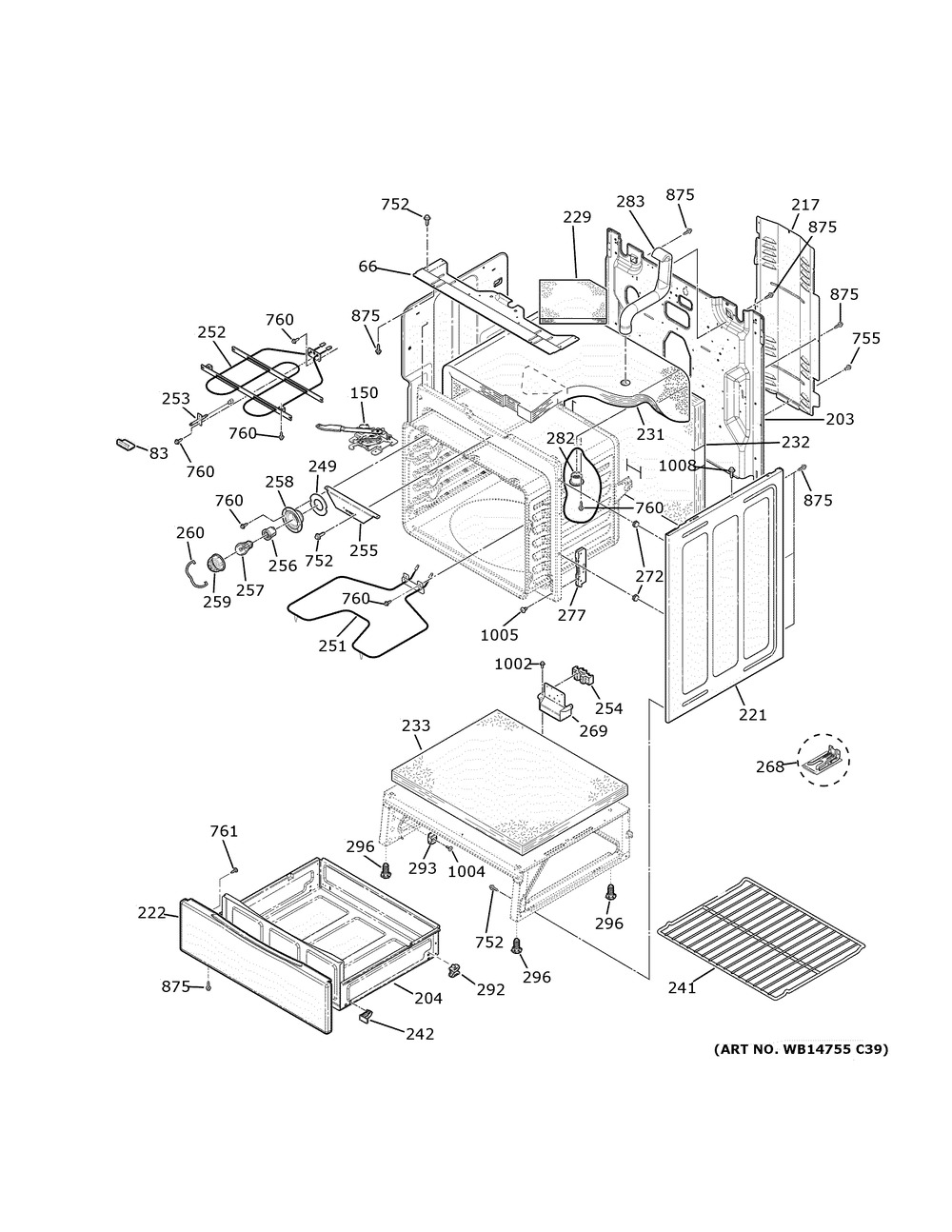 Body Parts Diagram and Parts List for JB645FK6DS  General Electric Range