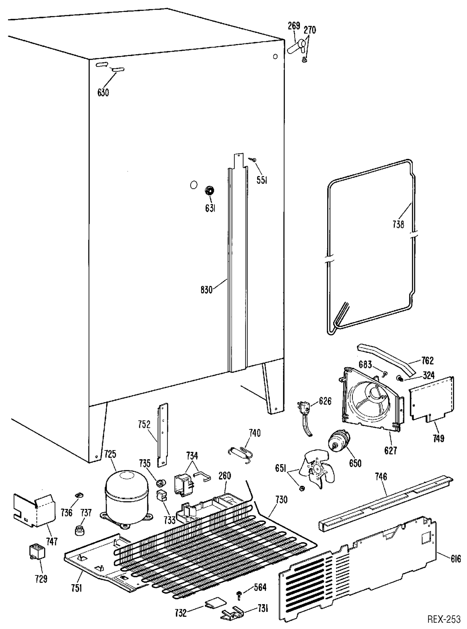 SYSTEM GROUP Diagram and Parts List for TFXC22KLL  General Electric Refrigerator