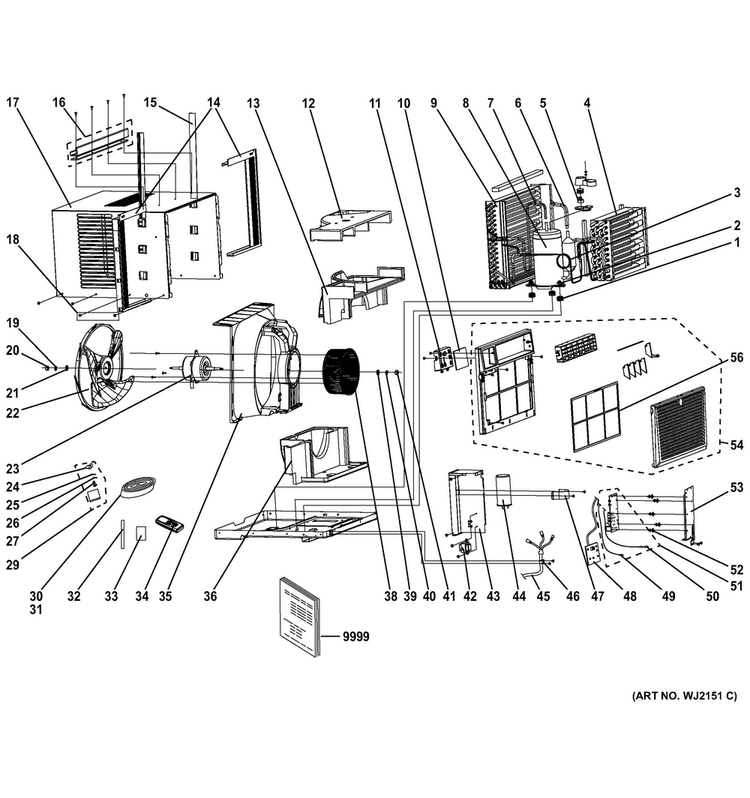 Room Air Conditioner Diagram and Parts List for AEM10AVH1  General Electric Air Conditioner