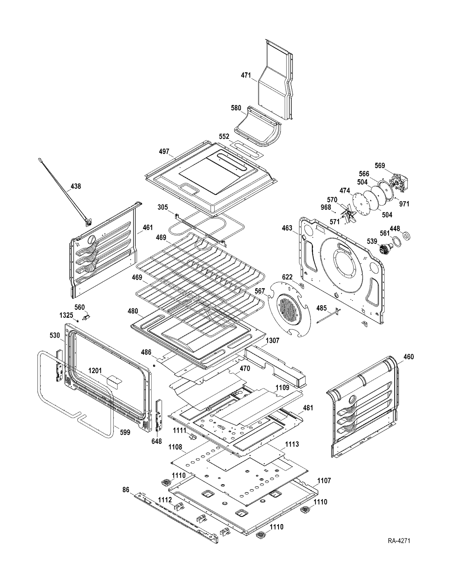 LOWER CHASSIS Diagram and Parts List for CCGS990SET1SS  General Electric Range