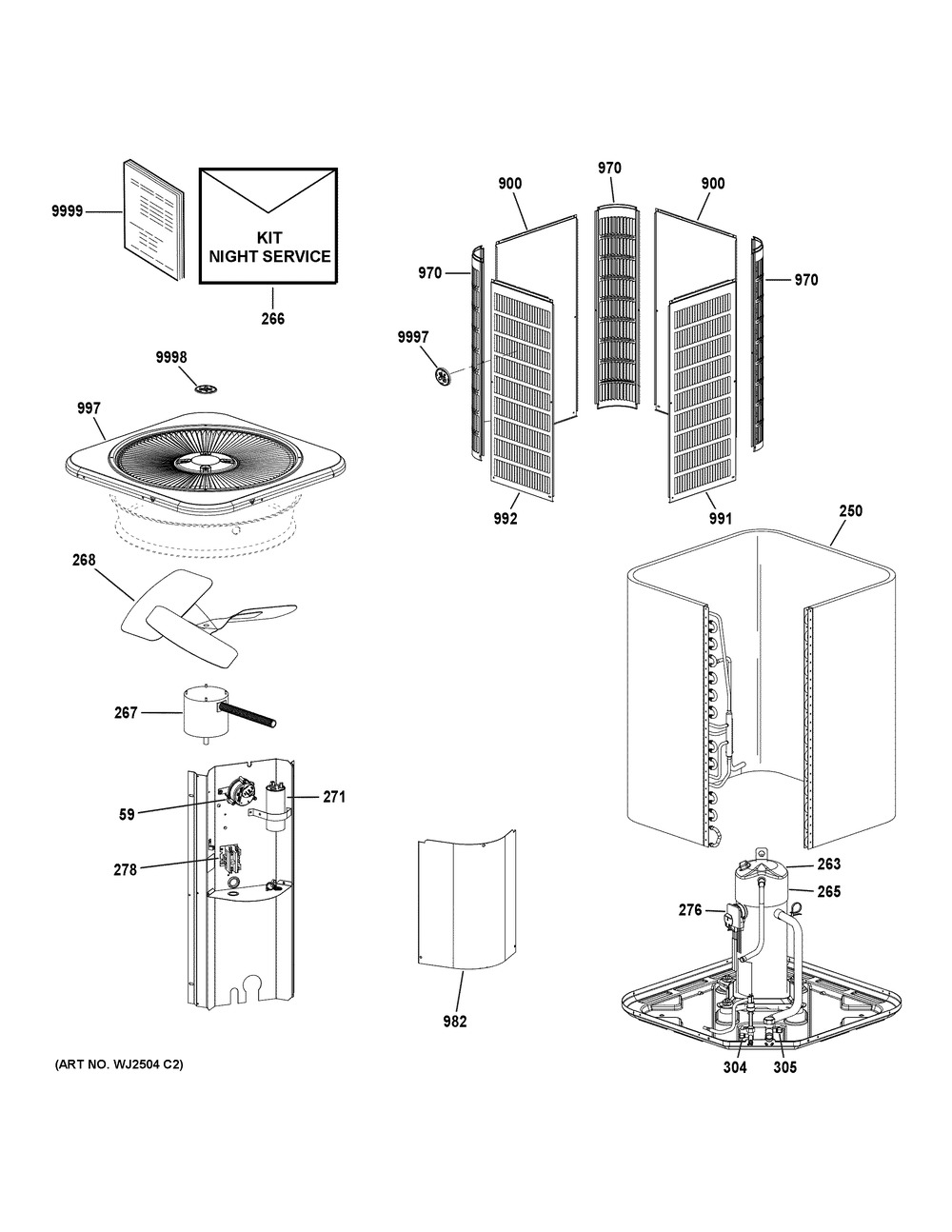 Room Air Conditioner Diagram and Parts List for NS16A30SA453A  General Electric Air Conditioner