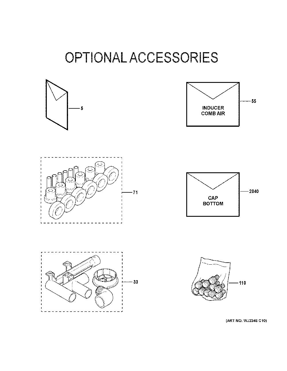 Optional Accessories Diagram and Parts List for NF97X060V3B02  General Electric Furnace