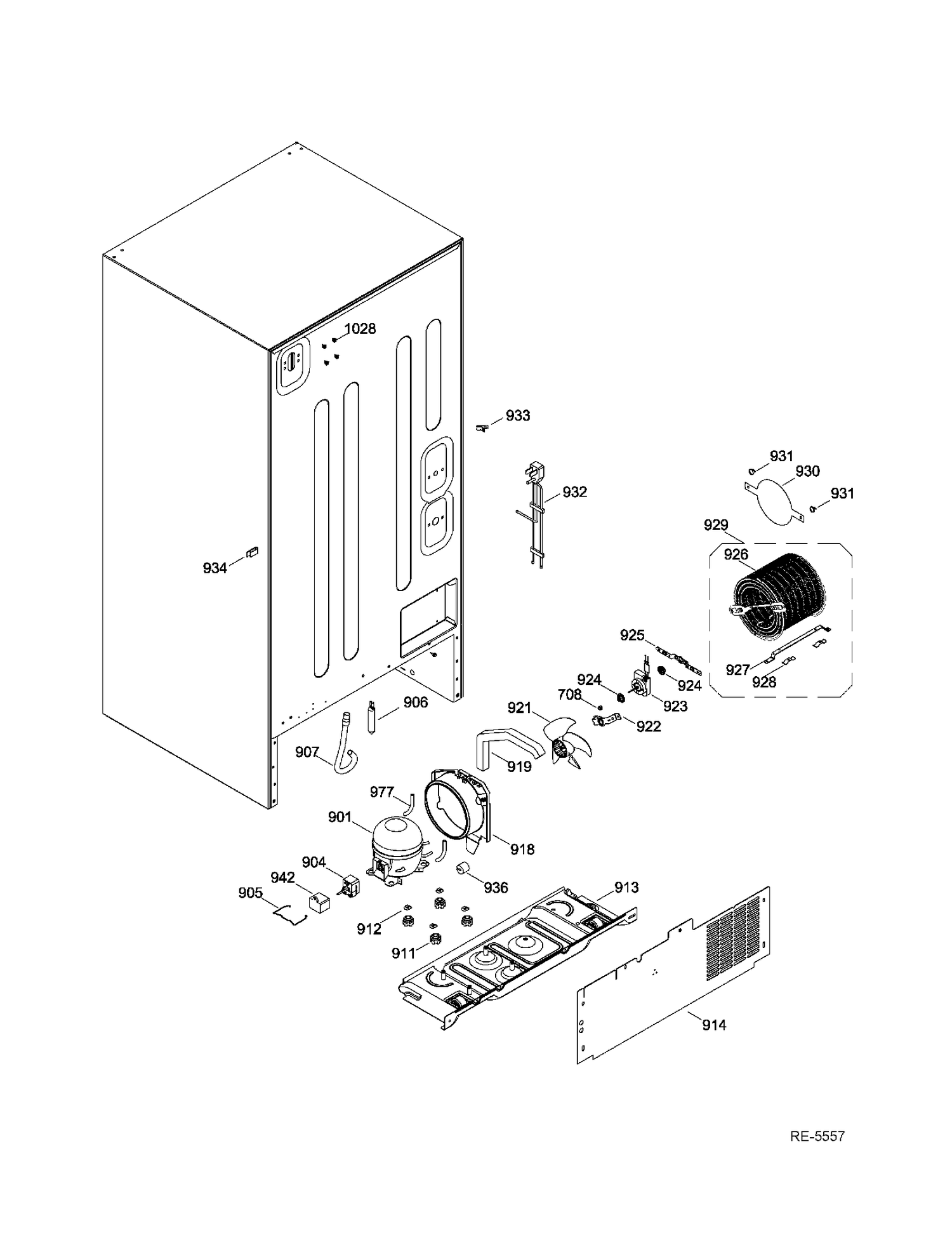 SEALED SYSTEM & MOTHERBOARD Diagram and Parts List for HBQ20DTEARWW  General Electric Refrigerator