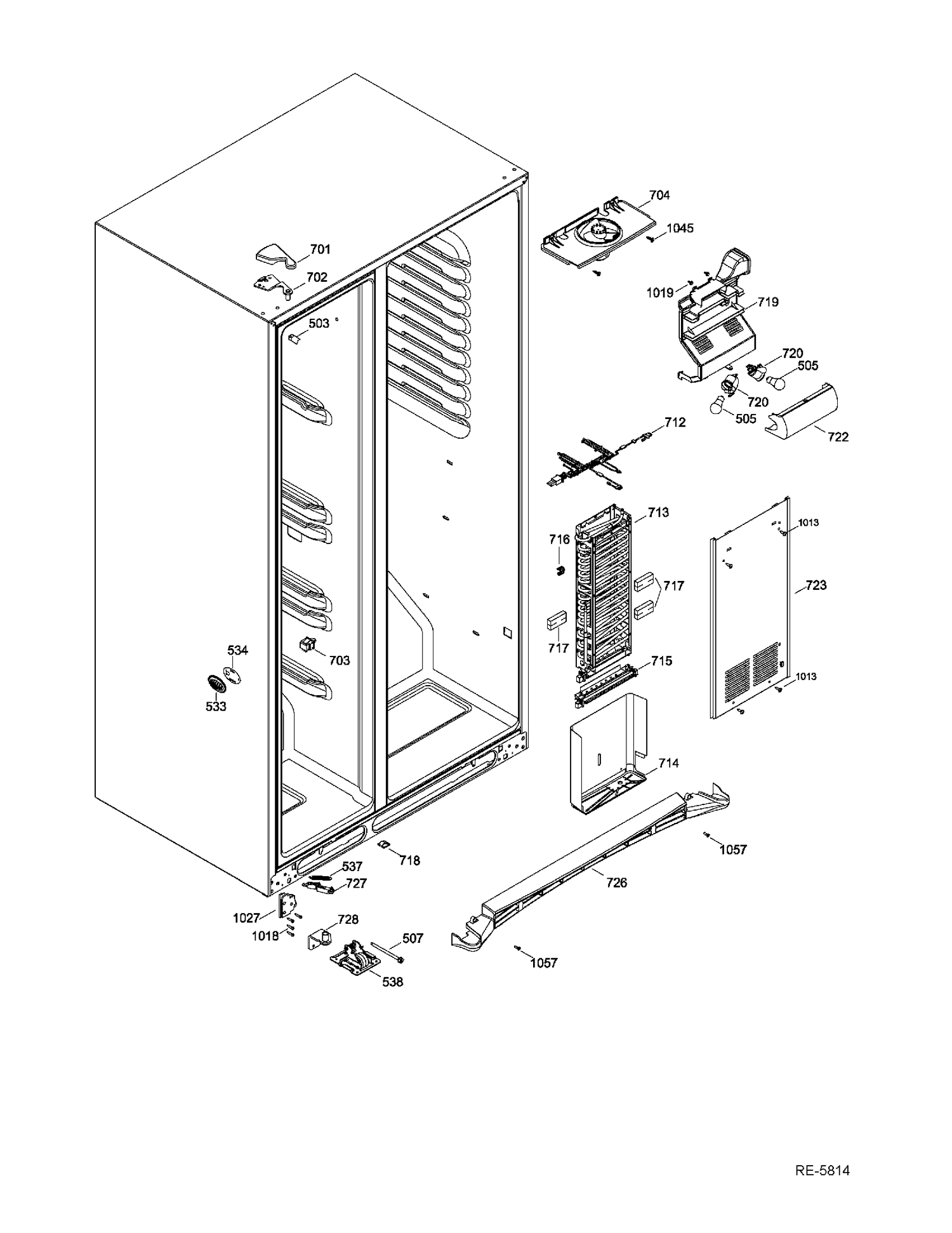 FZ FUNCTIONAL PARTS Diagram and Parts List for GSRS5KLZDFSS  General Electric Refrigerator