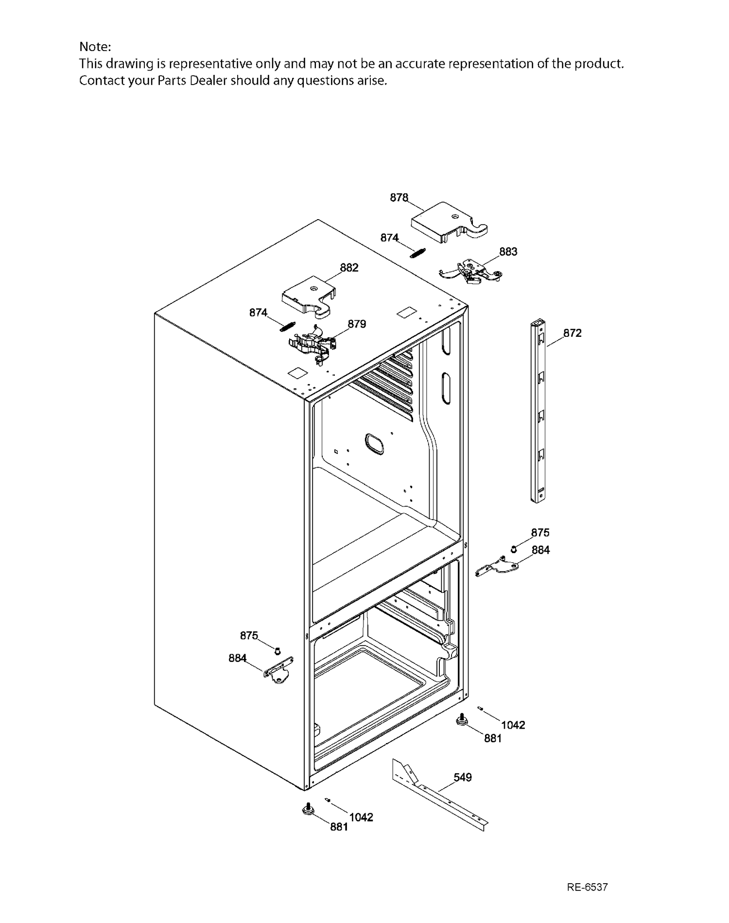 HINGE PARTS Diagram and Parts List for PNE25JGKAKWW  General Electric Refrigerator