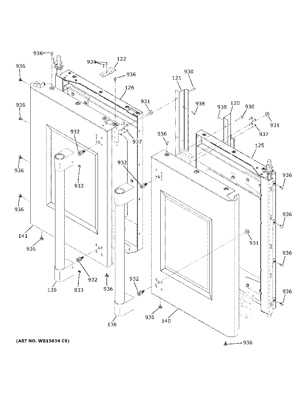 Doors Diagram and Parts List for ZTSX1FPSN2SS  General Electric Wall Oven