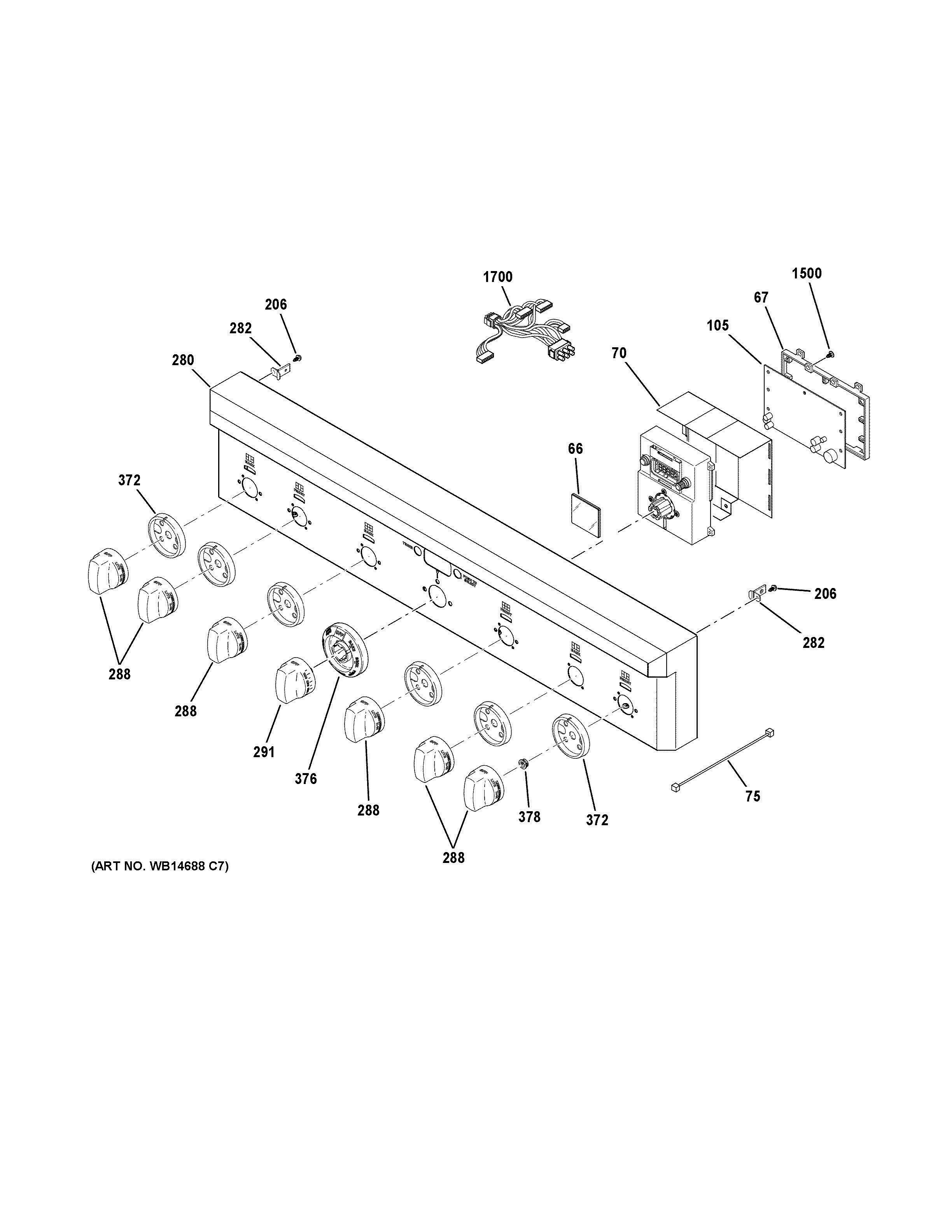 CONTROL PANEL Diagram and Parts List for CGY366SEL1SS  General Electric Range