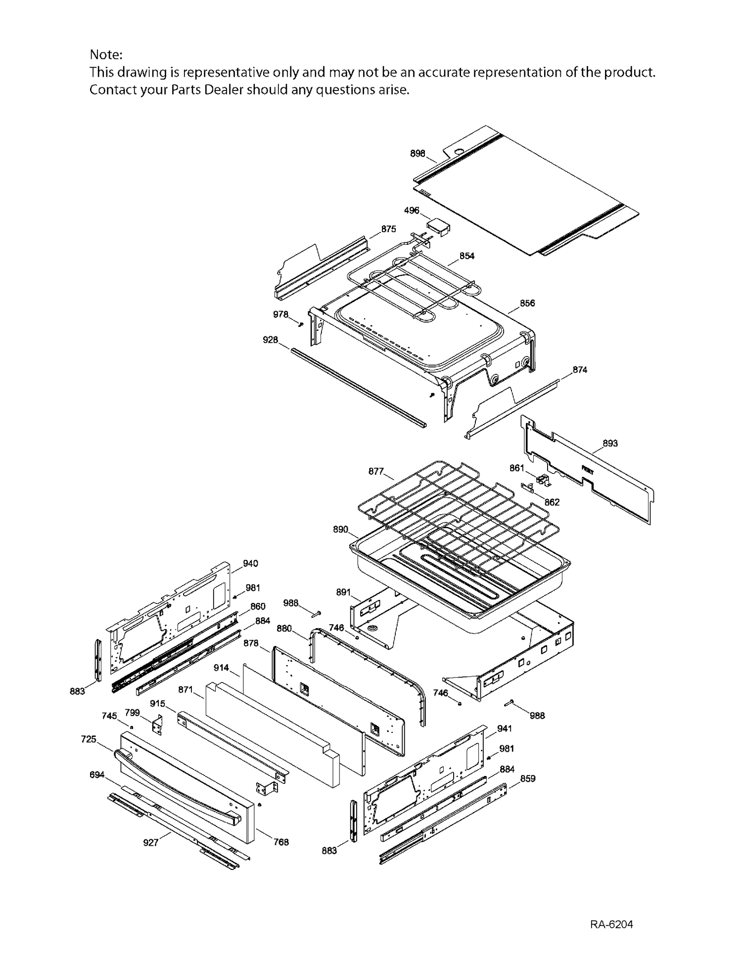 DRAWER PARTS Diagram and Parts List for PCB985EK1ES  General Electric Range