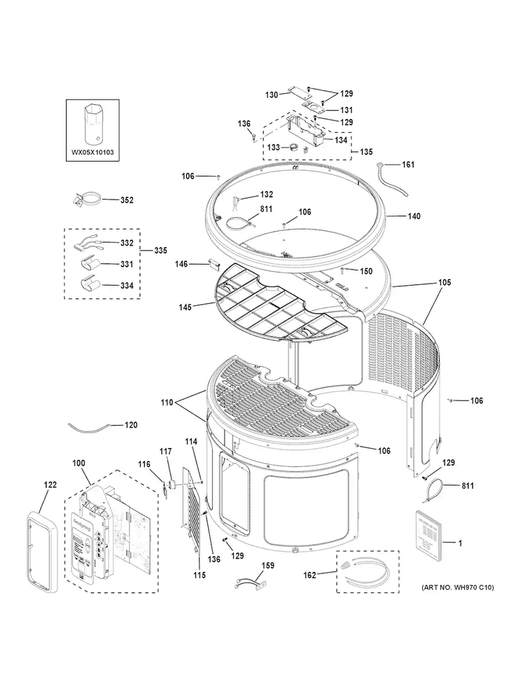 Control Panel & Shroud Diagram and Parts List for GEH80DGEKSCA  General Electric Water Heater