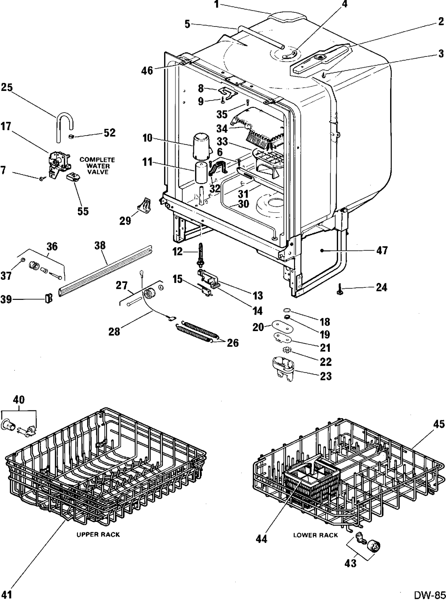 CABINET Diagram and Parts List for MRB0220MB119  General Electric Dishwasher