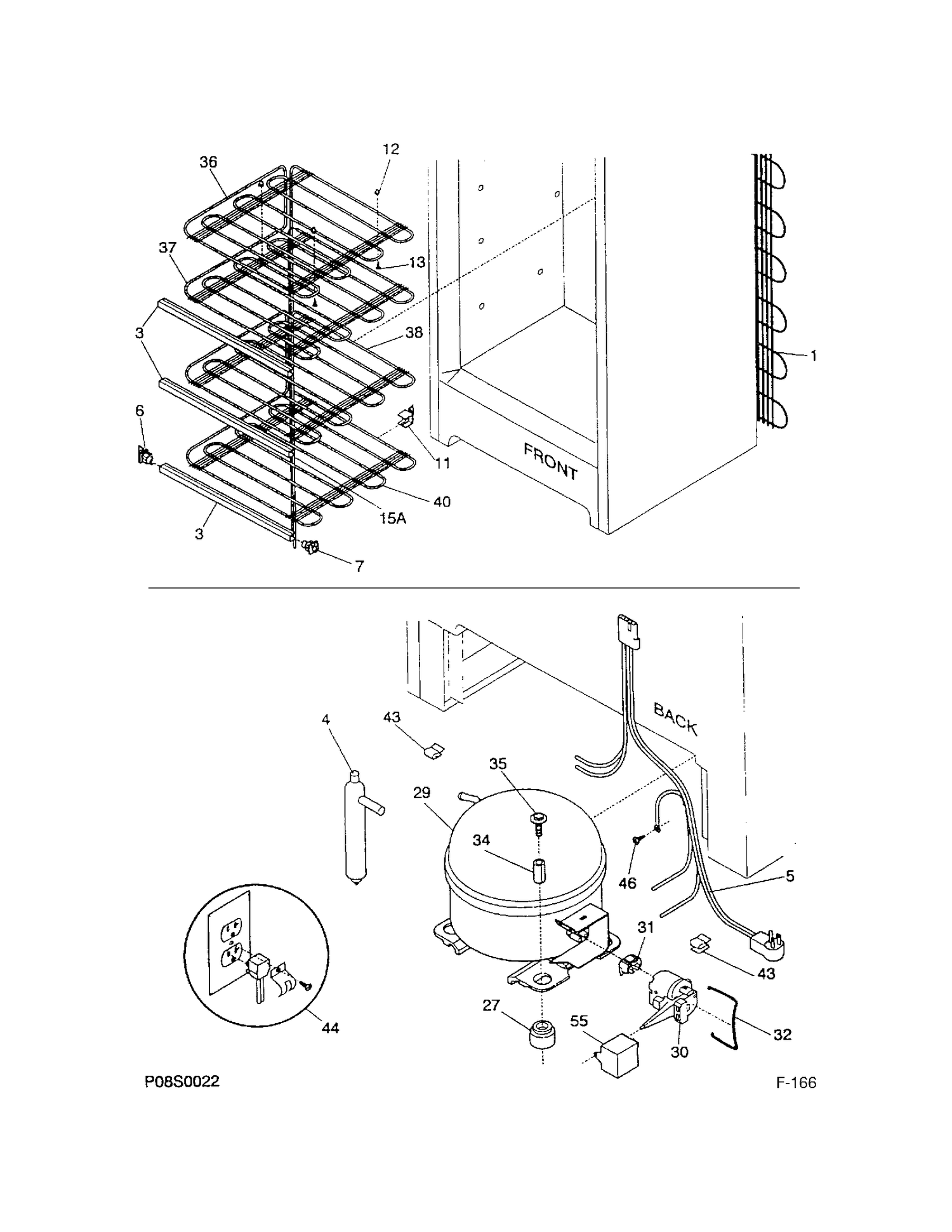 SYSTEM Diagram and Parts List for 86150-3  General Electric Freezer