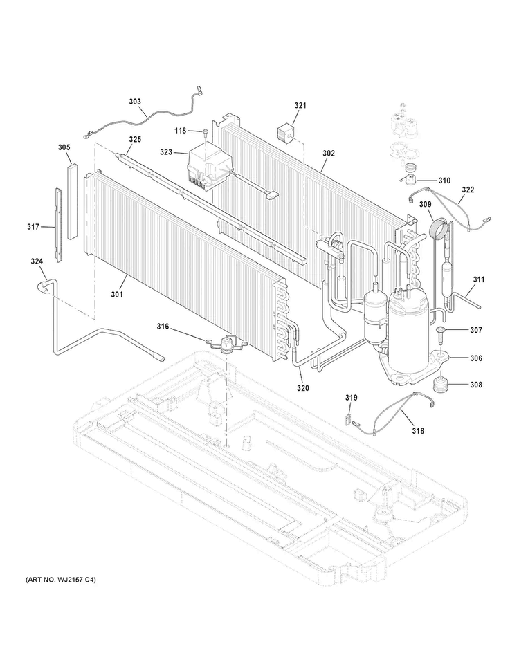Sealed System Diagram and Parts List for AZ65H07DADW1  General Electric Air Conditioner