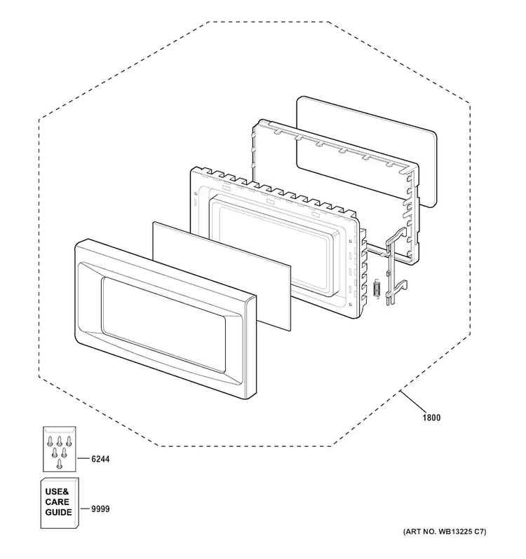 Door Parts Diagram and Parts List for JES2051SN3SS  General Electric Microwave