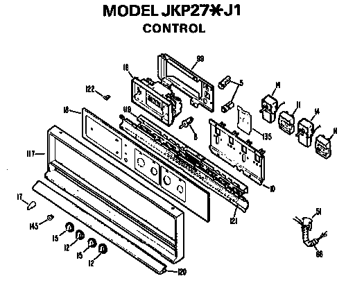 Controls Diagram and Parts List for JKP27J1  General Electric Wall Oven