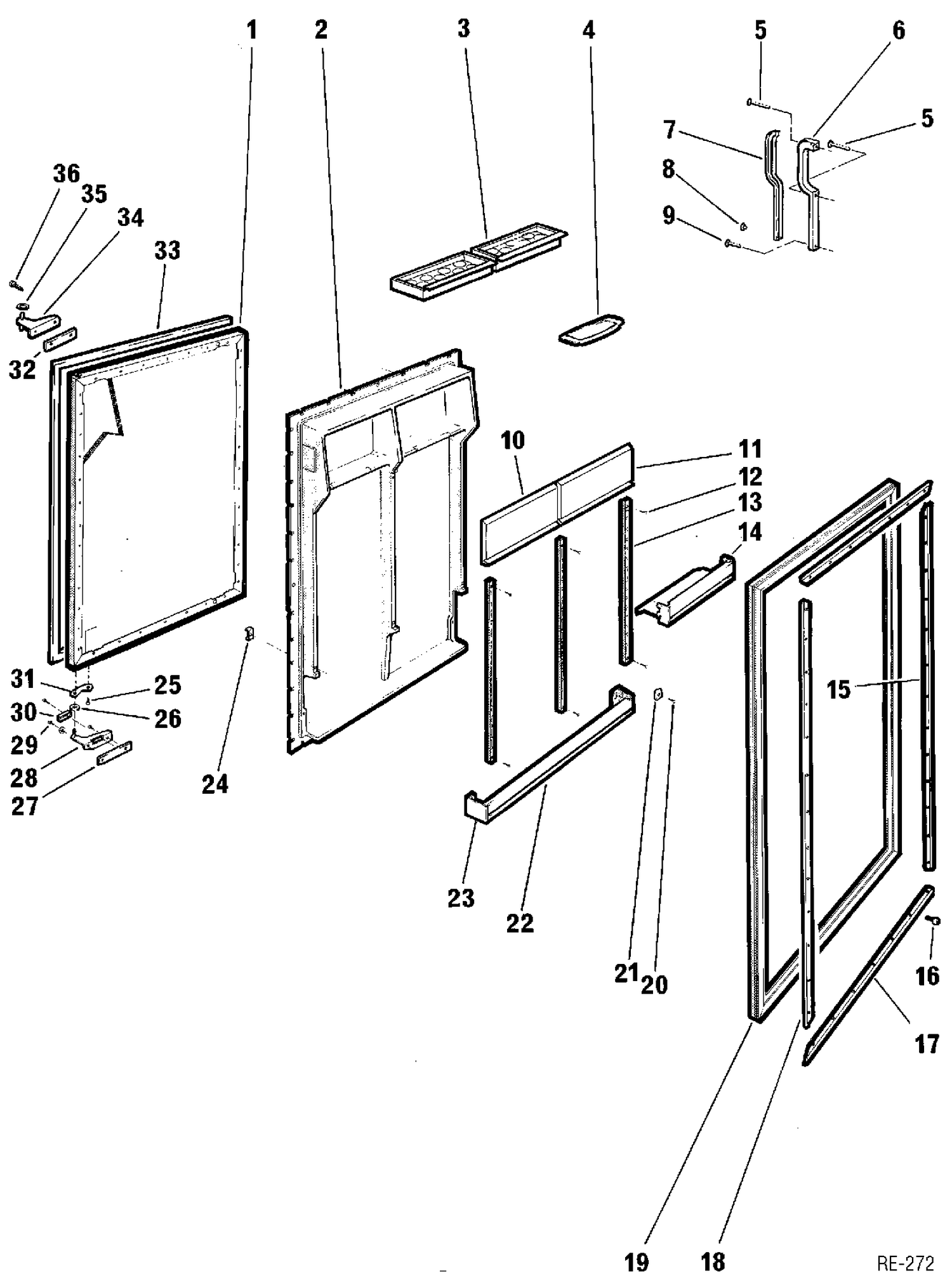 REFRIGERATOR DOOR Diagram and Parts List for L17JCPR-1  General Electric Refrigerator