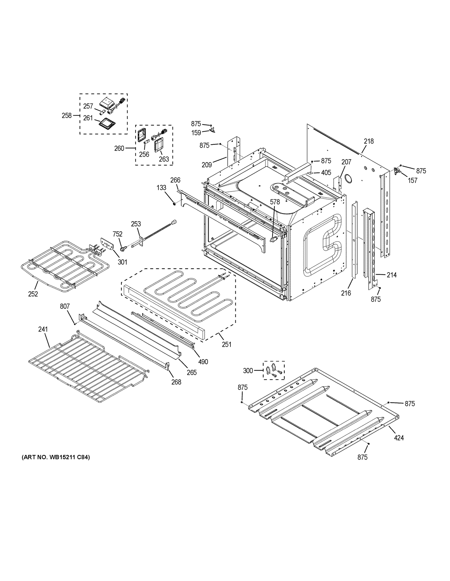 LOWER OVEN Diagram and Parts List for JK5500DF5BB  General Electric Wall Oven