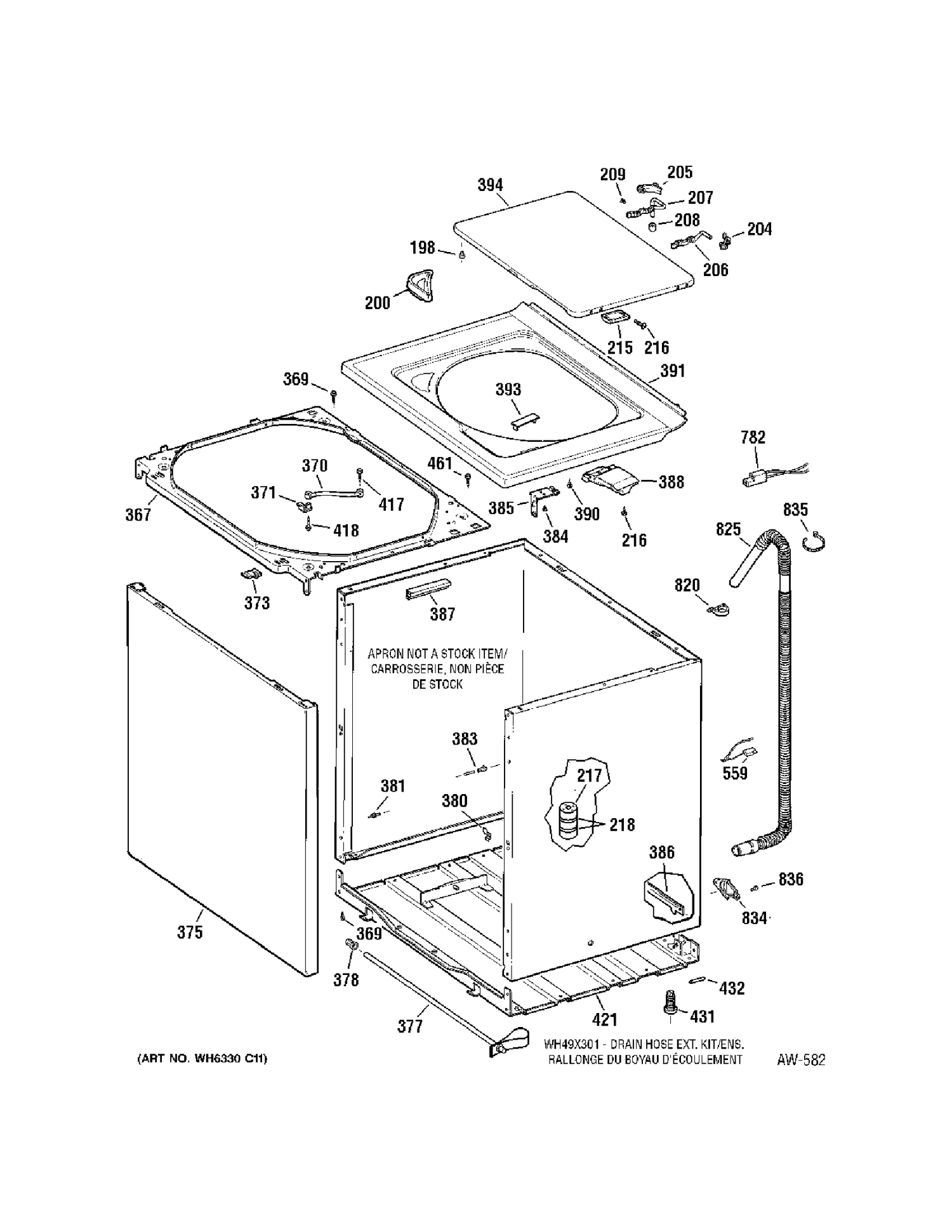 CABINET Diagram and Parts List for GJSRP080D5WW  General Electric Washer