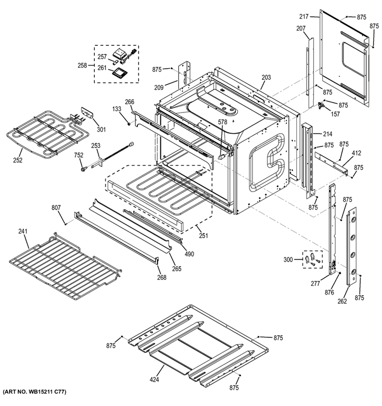 Body Parts Diagram and Parts List for JCT3000SF2SS  General Electric Wall Oven