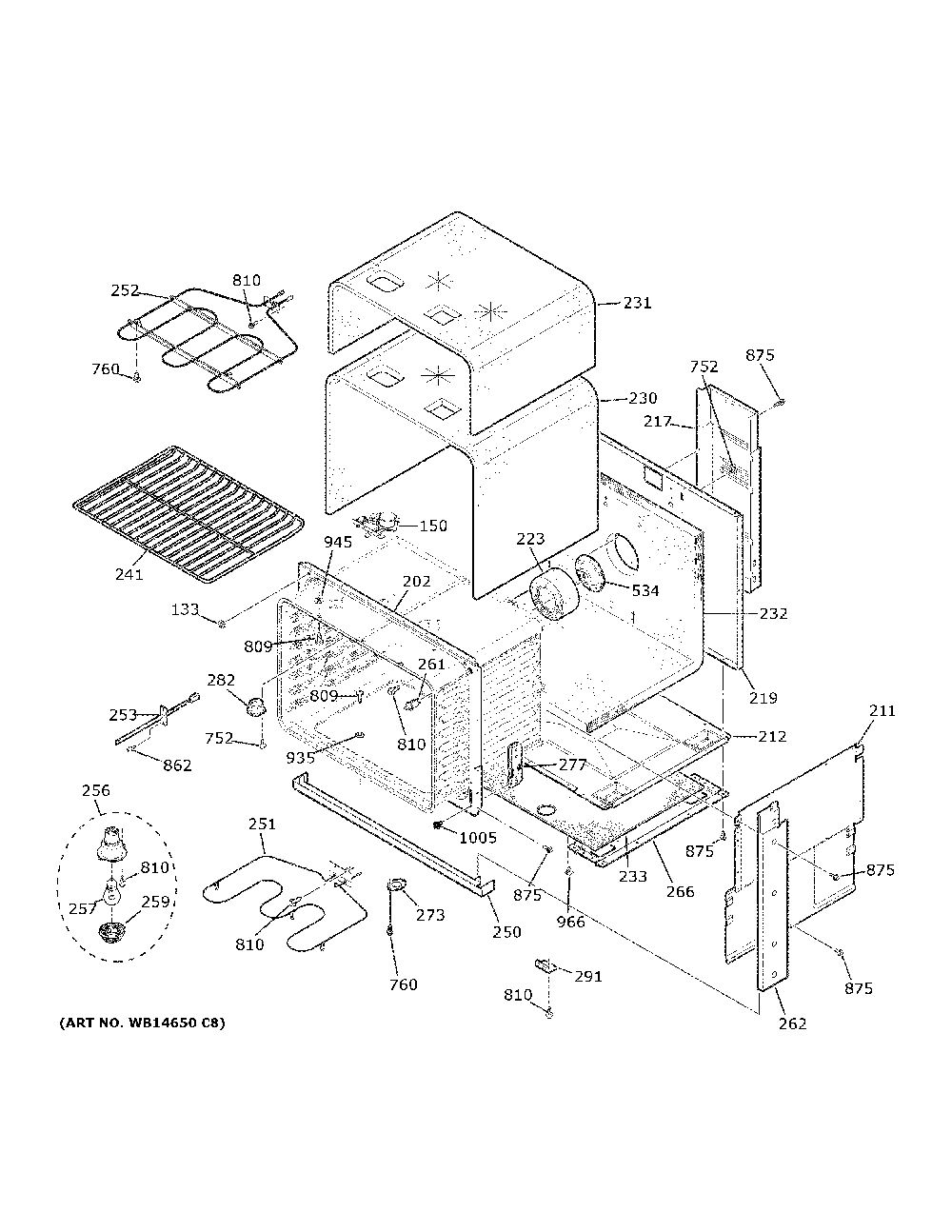 Body parts Diagram and Parts List for JD630DF9BB  General Electric Range