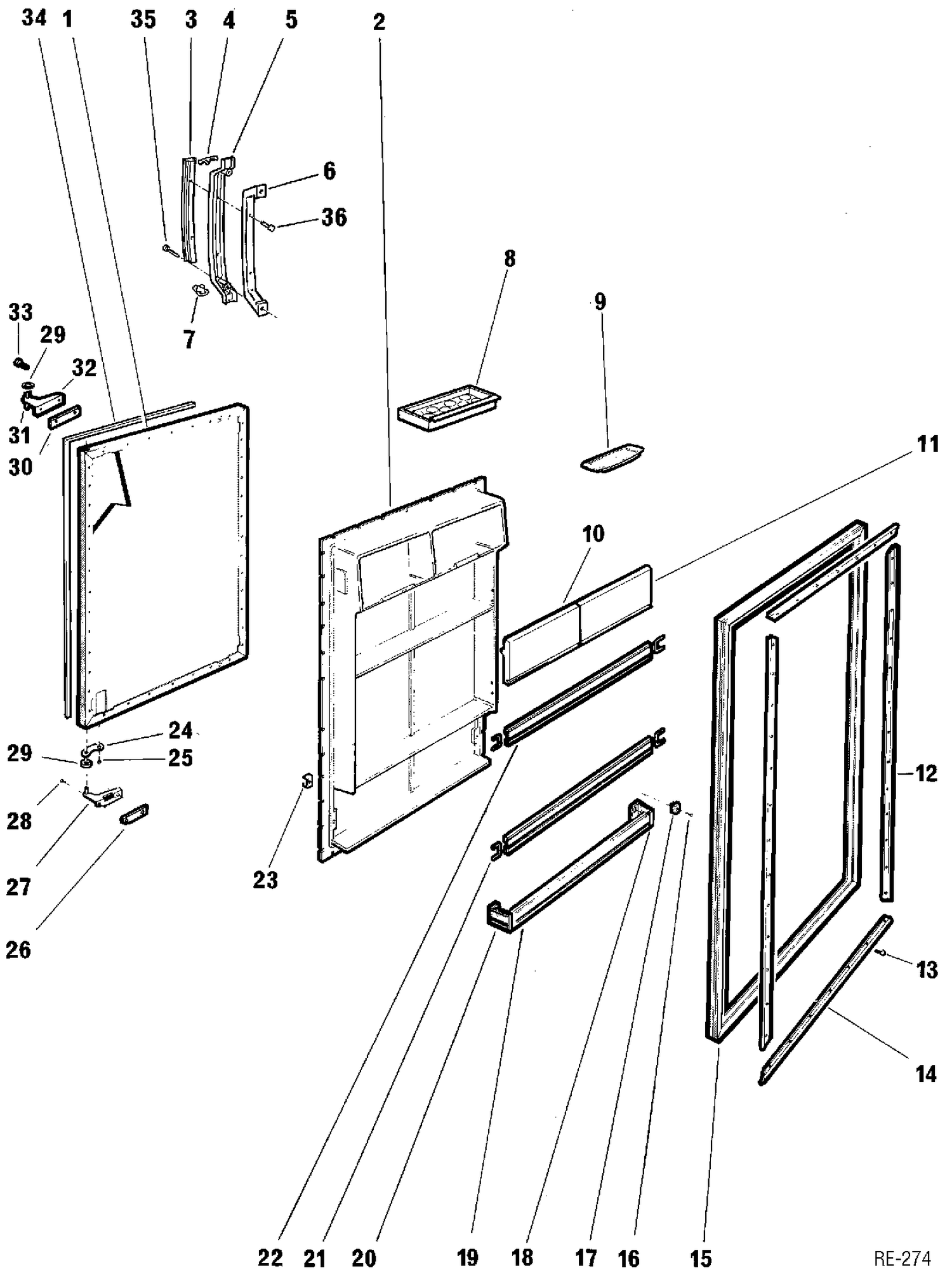 REFRIGERATOR DOOR Diagram and Parts List for L17JGML-1  General Electric Refrigerator