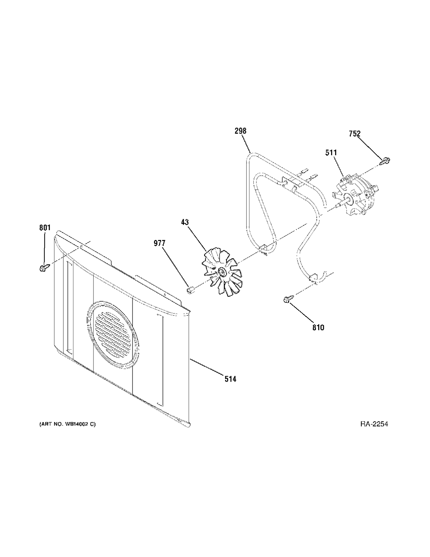 CONVECTION FAN Diagram and Parts List for PT960BM3BB  General Electric Range
