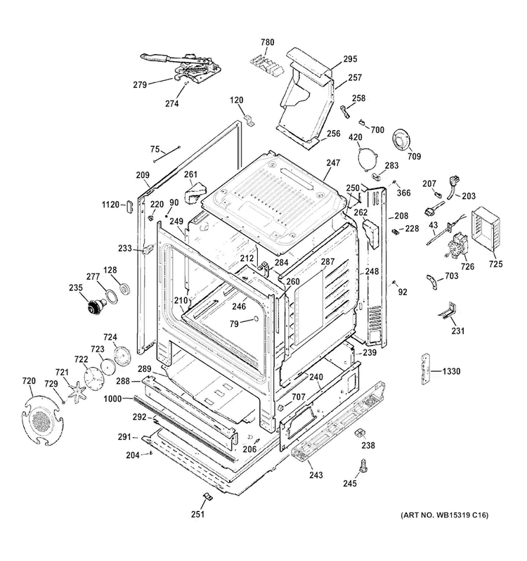 Body Parts Diagram and Parts List for PGB920DEF2BB  General Electric Range
