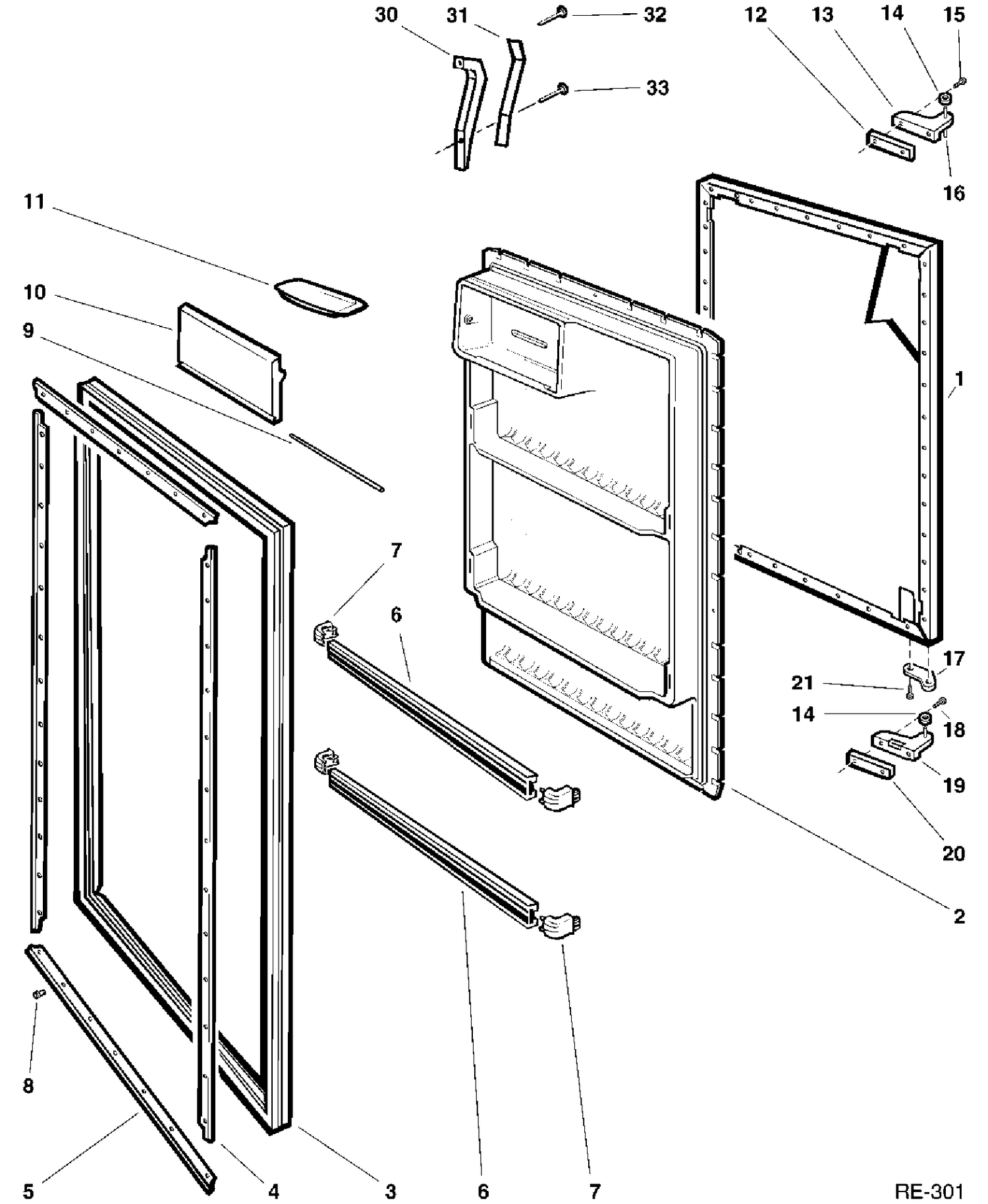 REFRIGERATOR DOOR Diagram and Parts List for YRF1804R-1  General Electric Refrigerator