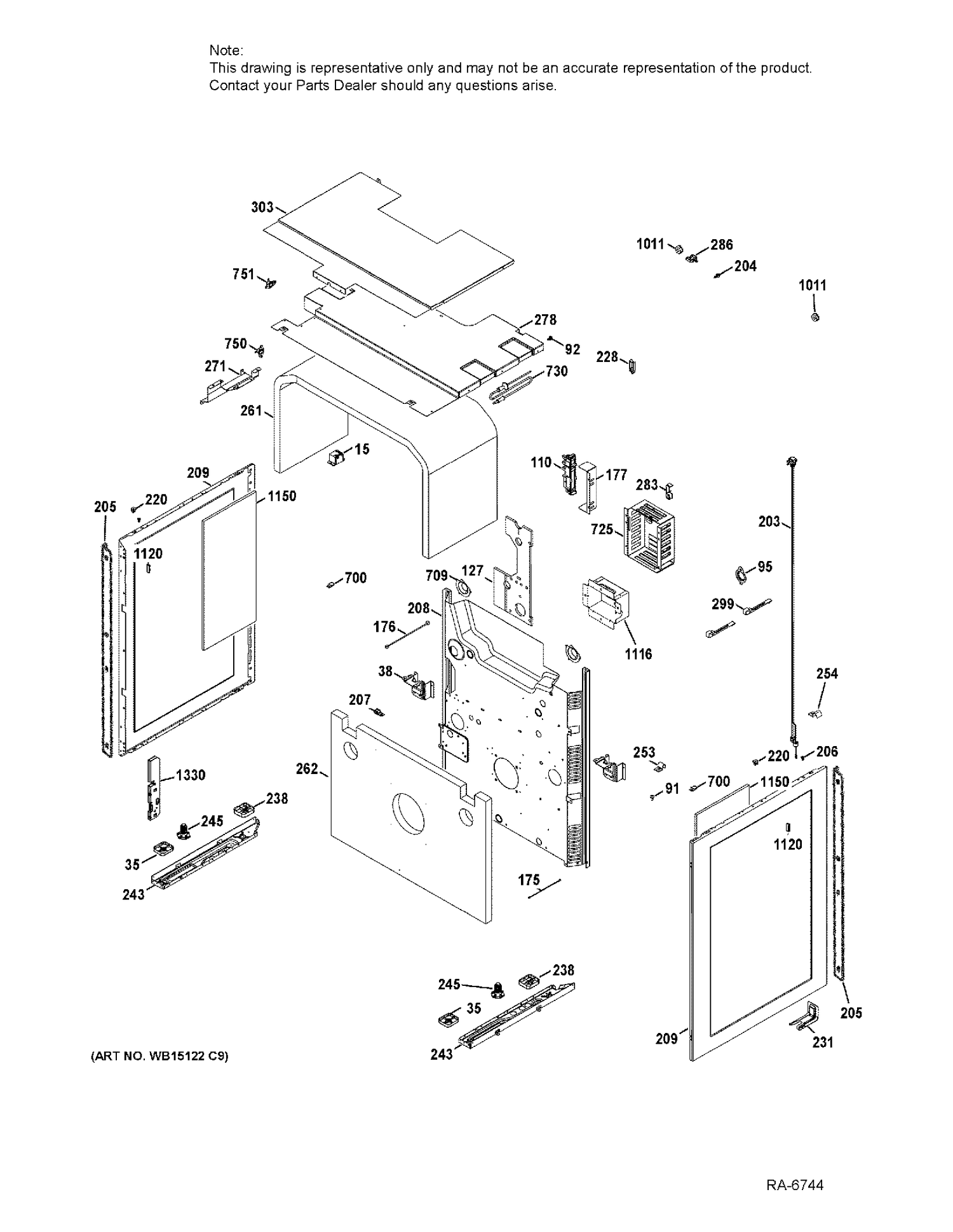 BODY PARTS Diagram and Parts List for CCGS990SET9SS  General Electric Range