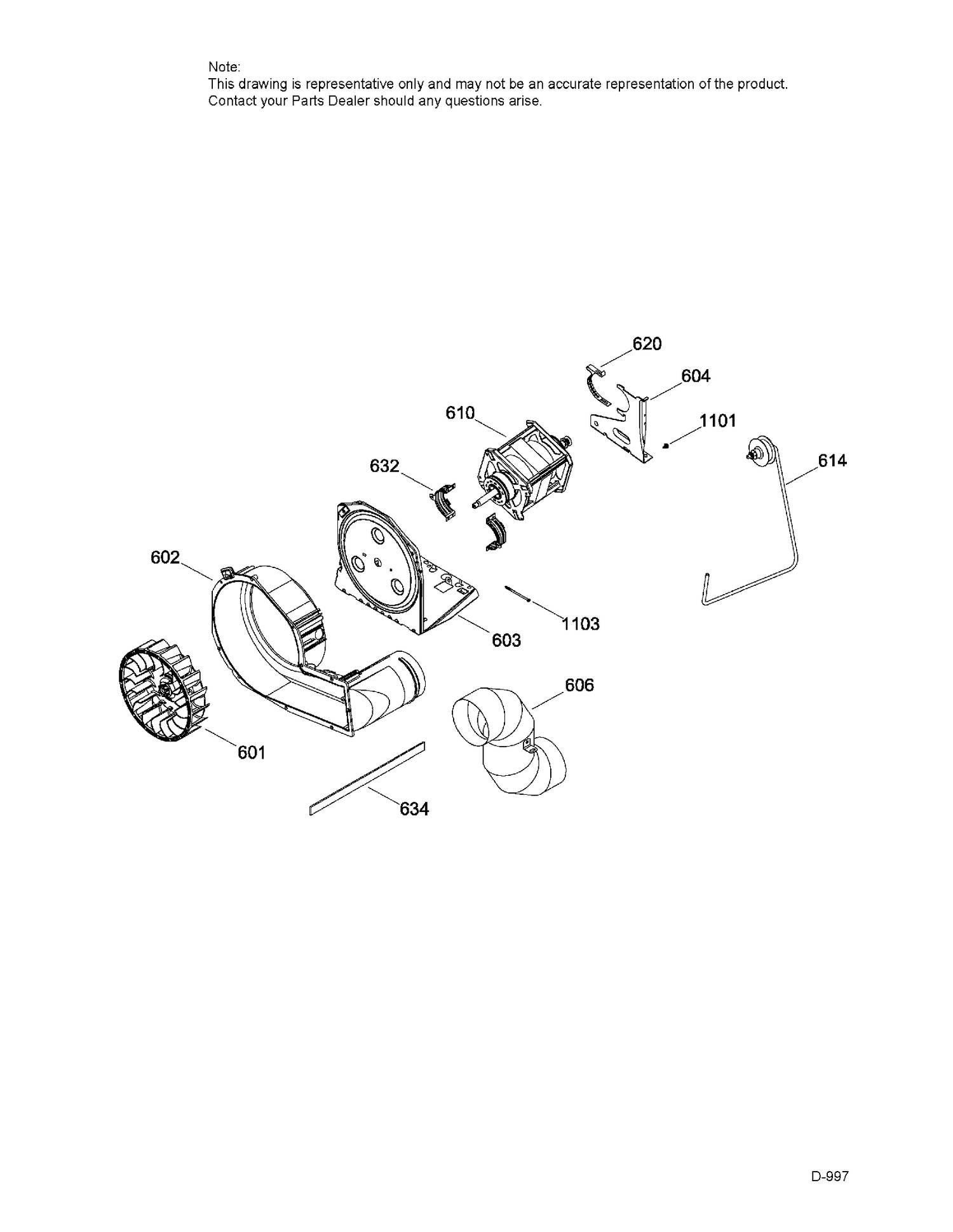 BLOWER & DRIVE ASM Diagram and Parts List for GUD24ESMJ0WW  General Electric Dryer