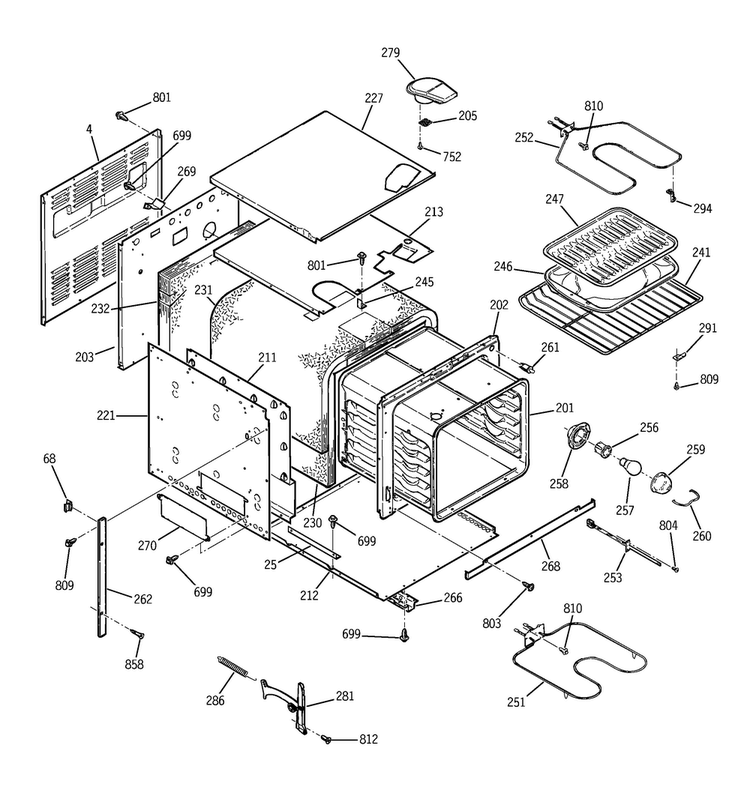Body Parts Diagram and Parts List for JRP15BW3BB  General Electric Wall Oven